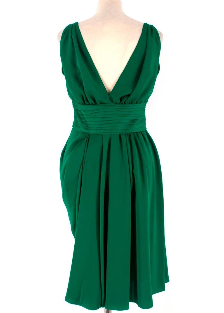 Prada Green Pleated Dress US 4 For Sale at 1stDibs