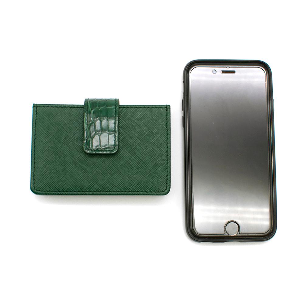 Prada Green Saffiano Leather Accordion Cardholder  2