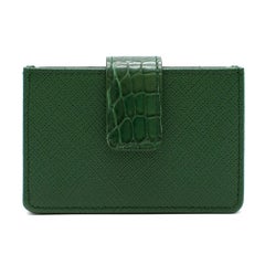 Prada Green Saffiano Leather Accordion Cardholder
