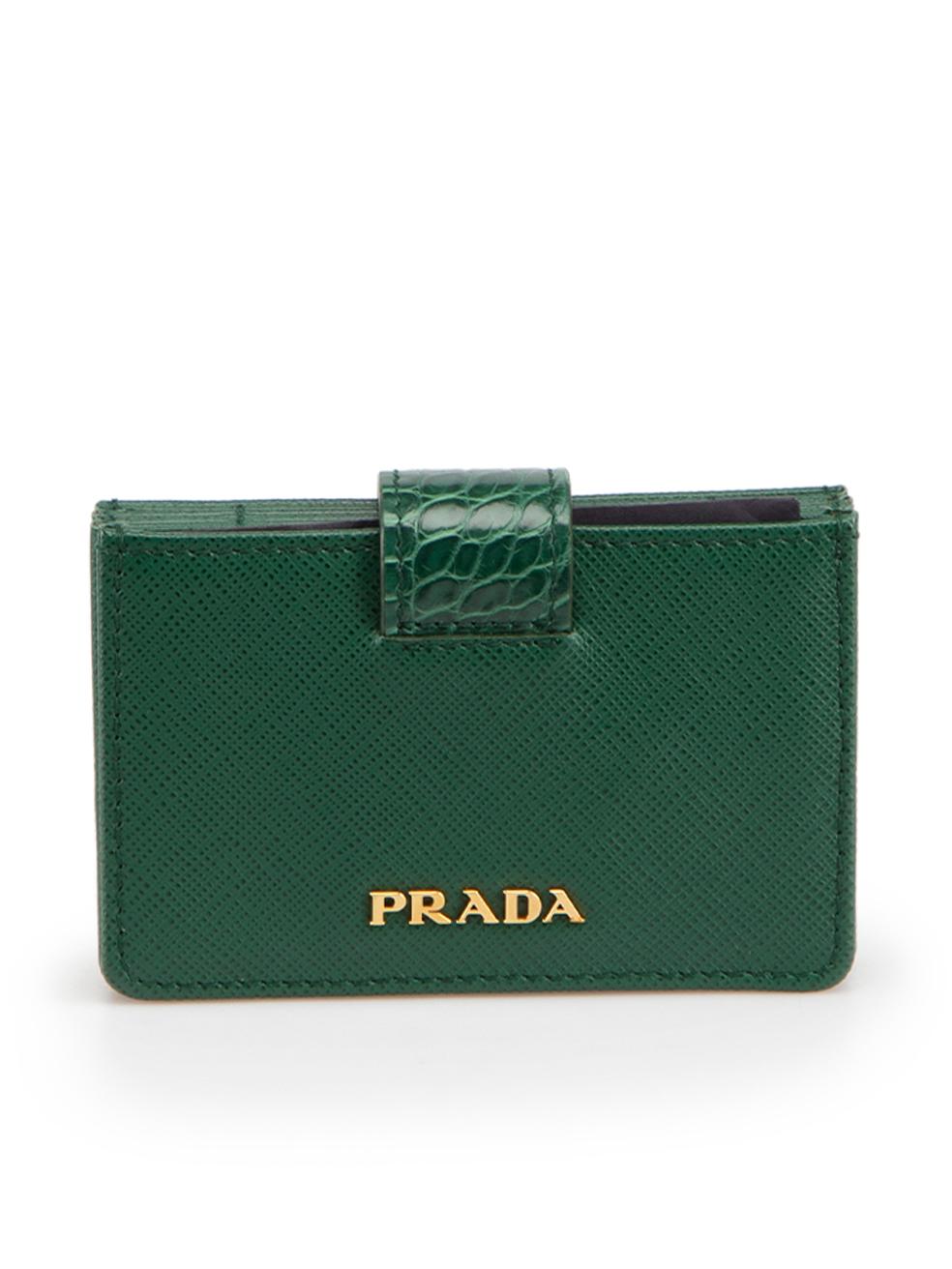 Prada Green Saffiano Leather Accordion Cardholder In Excellent Condition In London, GB