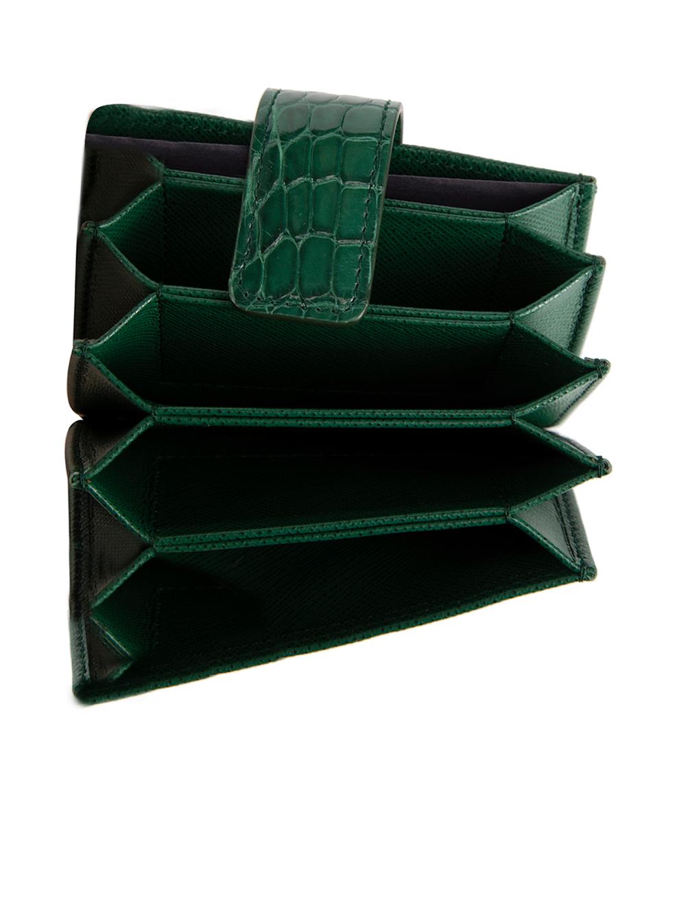 Prada Green Saffiano Leather Accordion Cardholder 1