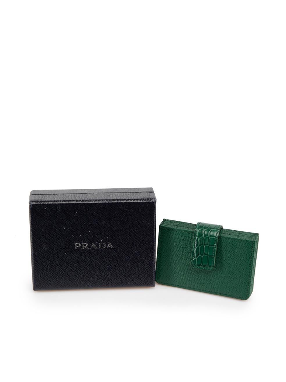 Prada Green Saffiano Leather Accordion Cardholder 2