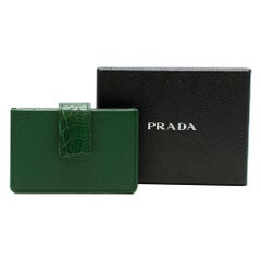 Prada Green Saffiano Leather Accordion Cardholder 