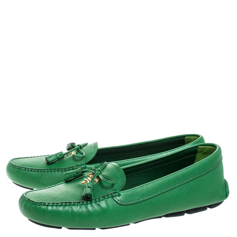 prada loafers green