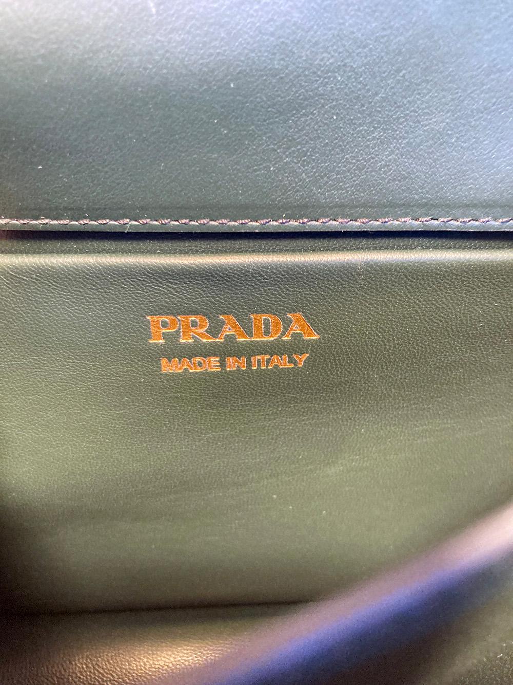 Women's Prada Saffiano Leather Symbole Bag in Emerald Green 