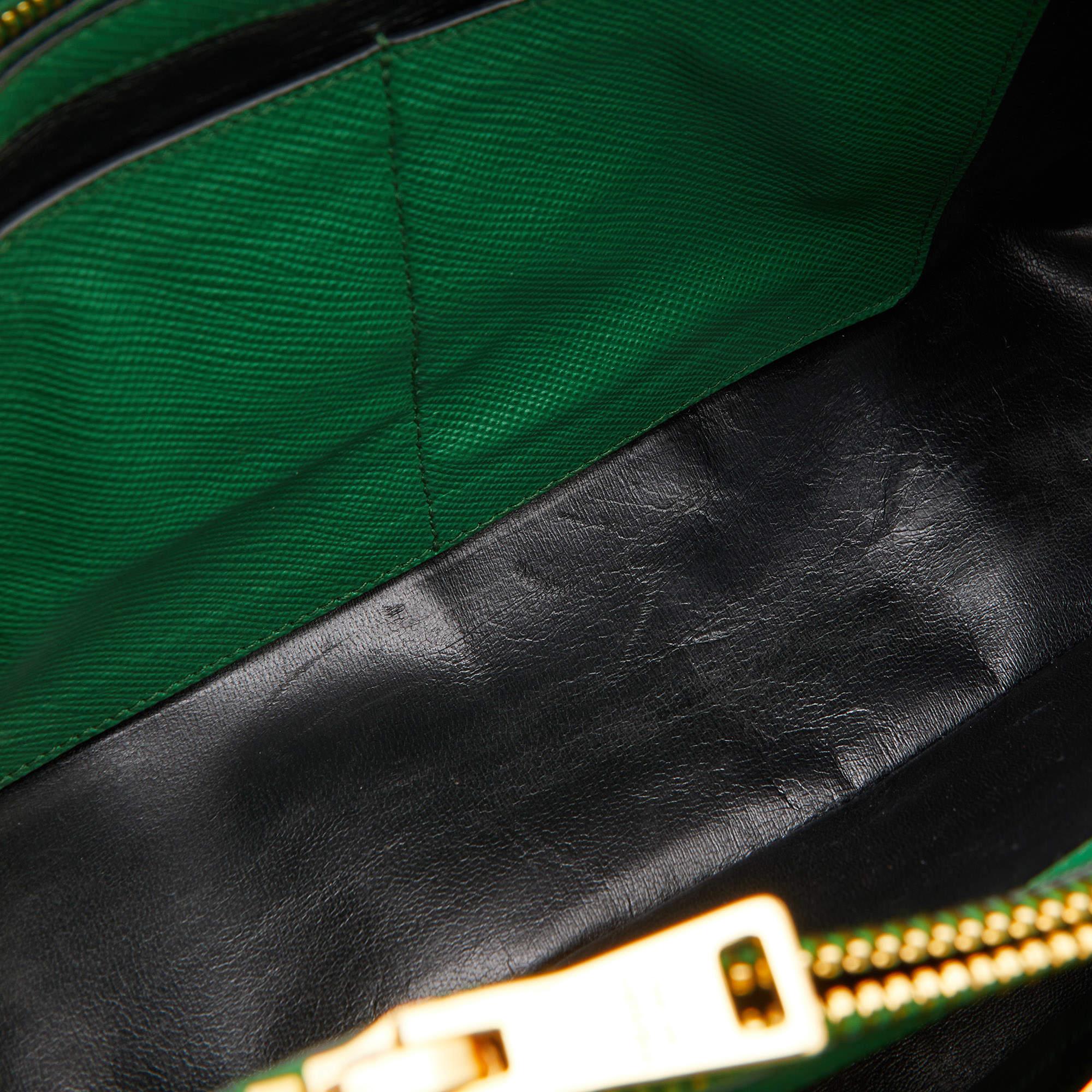 Prada Green Saffiano Leather Promenade Studded Satchel 10