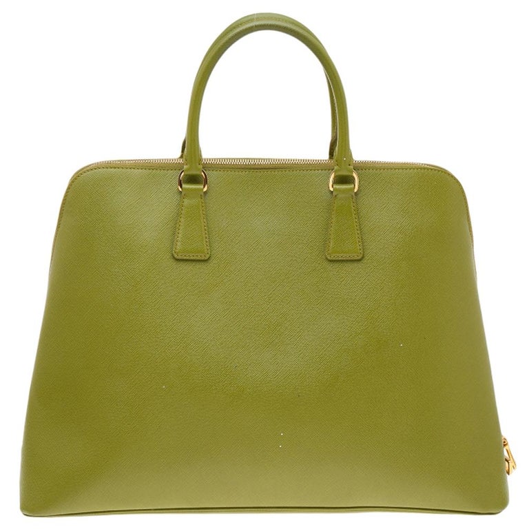 Prada Green Saffiano Leather Promenade XL Top Handle Bag at 1stDibs | prada  top handle bag, green prada bag, prada green bag