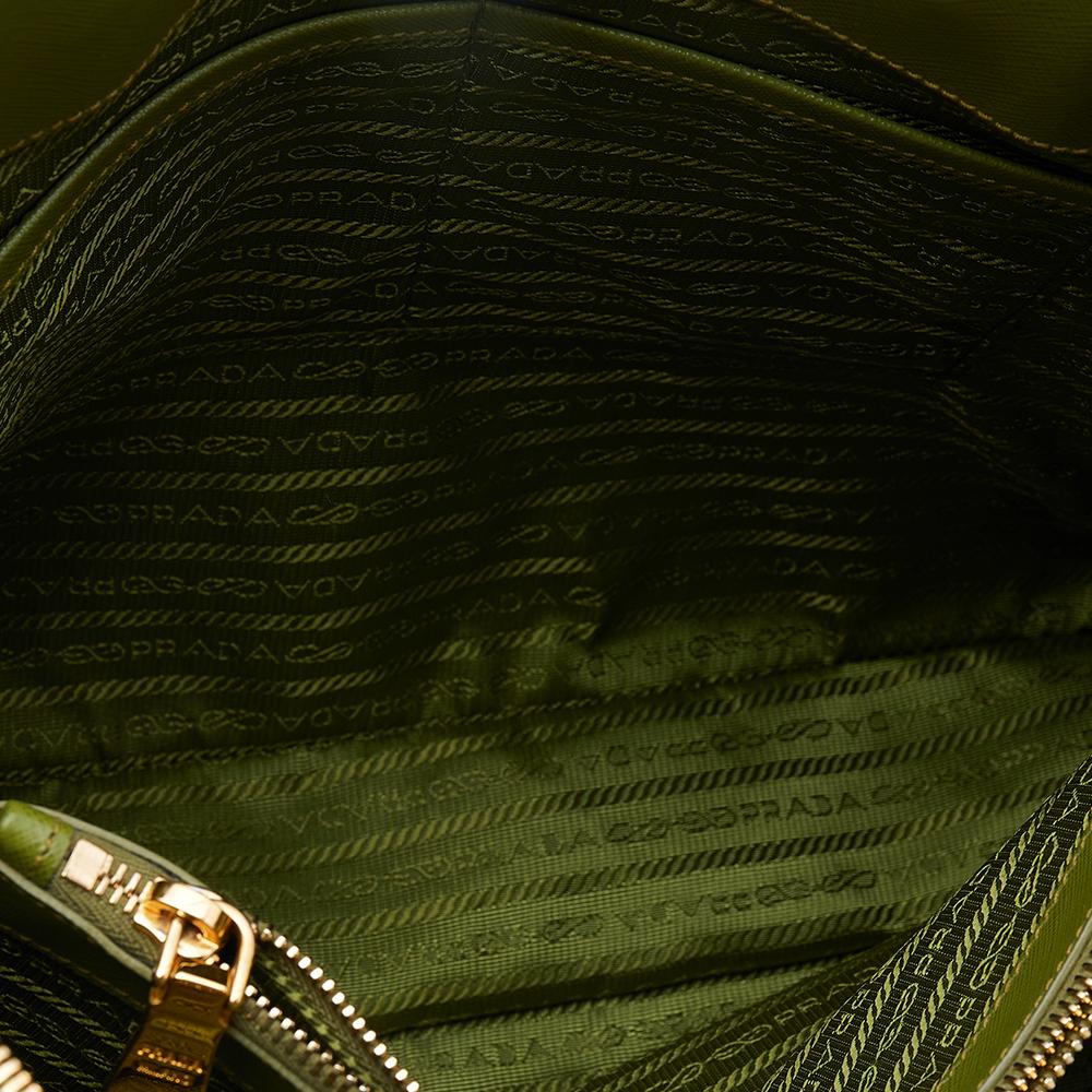 Brown Prada Green Saffiano Leather Promenade XL Top Handle Bag