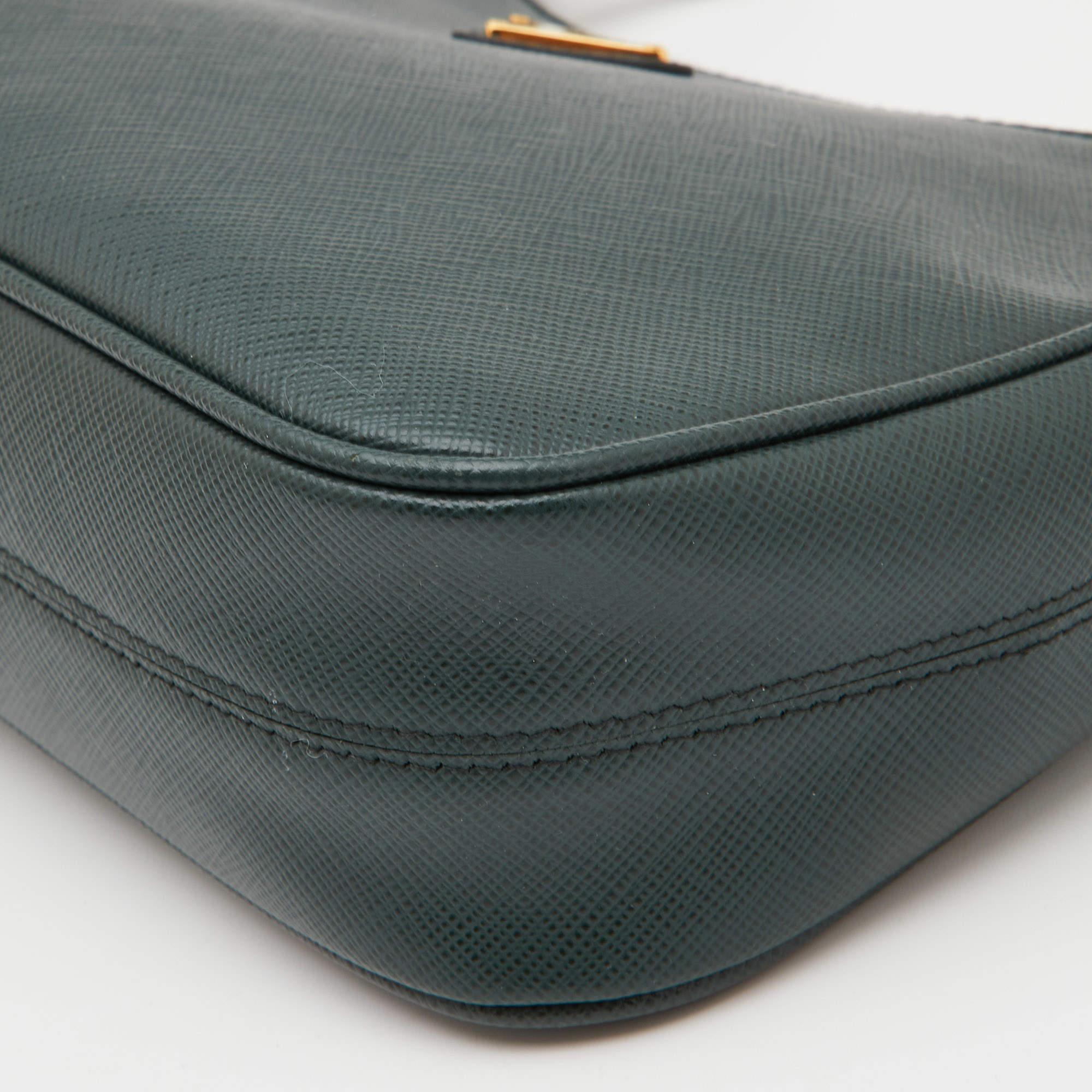 Prada Green Saffiano Leather Re-Edition 2005 Baguette Bag 2