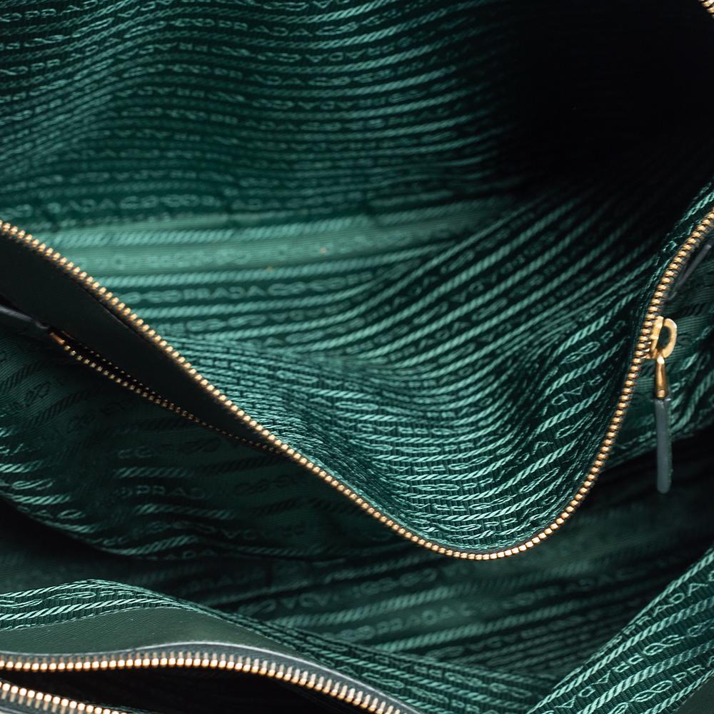 Prada Green Saffiano Lux Leather Executive Double Zip Tote 3