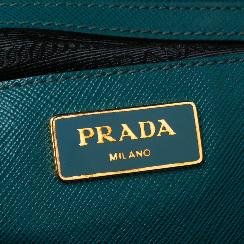 Prada Green Saffiano Lux Leather Large Double Zip Tote 2