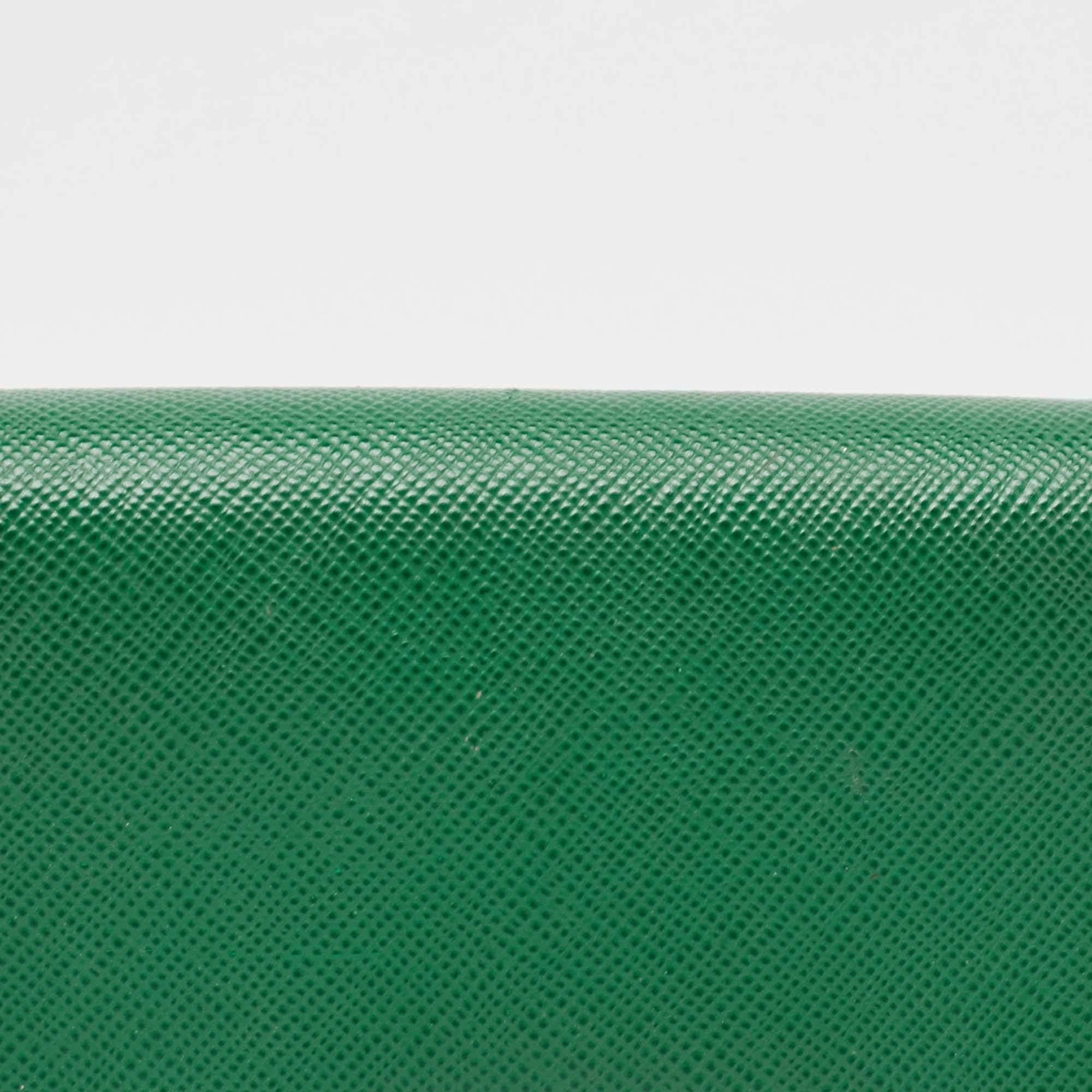 Prada Green Saffiano Lux Leather Logo Flap Continental Wallet 1