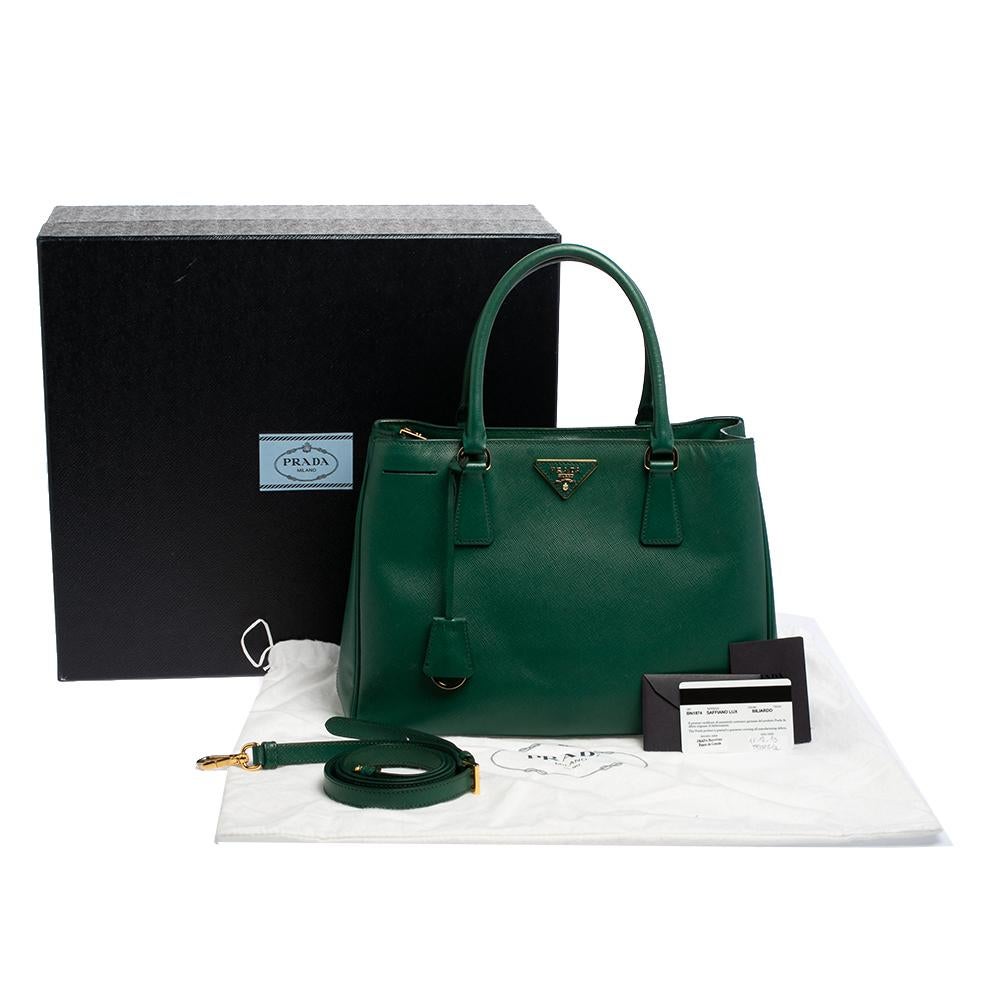 Prada Green Saffiano Lux Leather Medium Galleria Tote 4