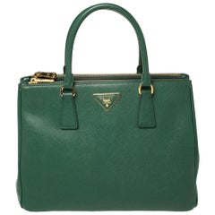 Prada Green Saffiano Lux Leather Medium Galleria Tote