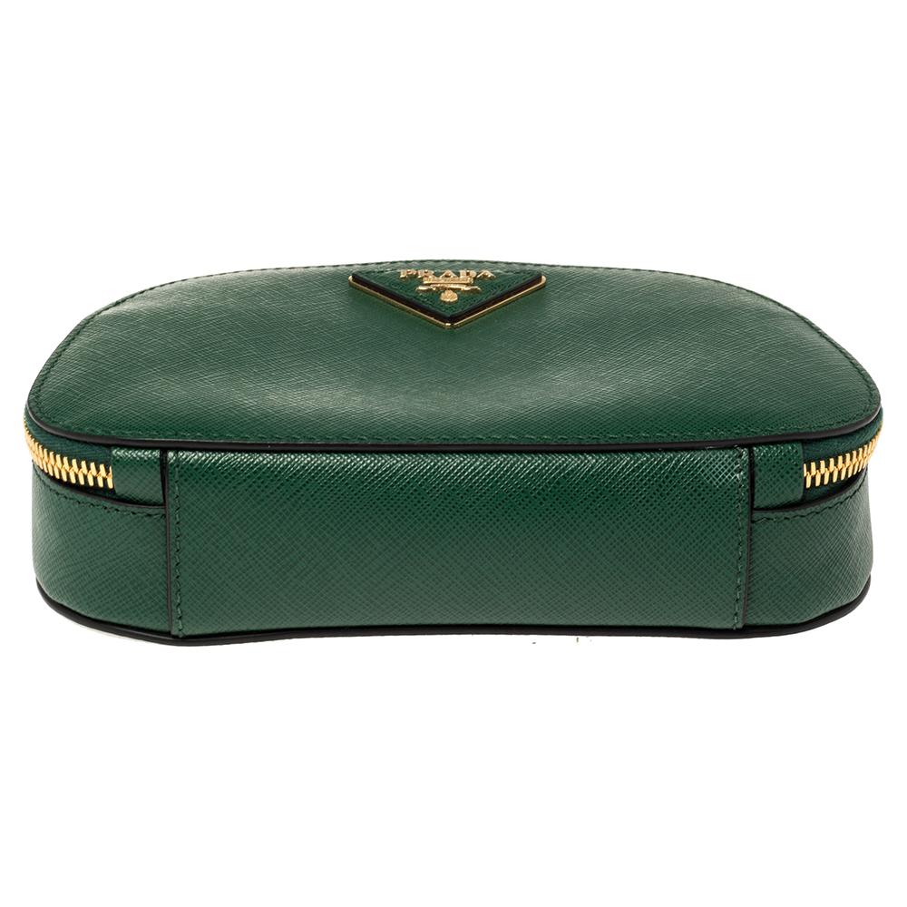 Black Prada Green Saffiano Lux Leather Odette Belt Bag
