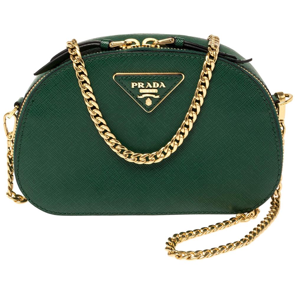 Prada Green Saffiano Lux Leather Odette Belt Bag