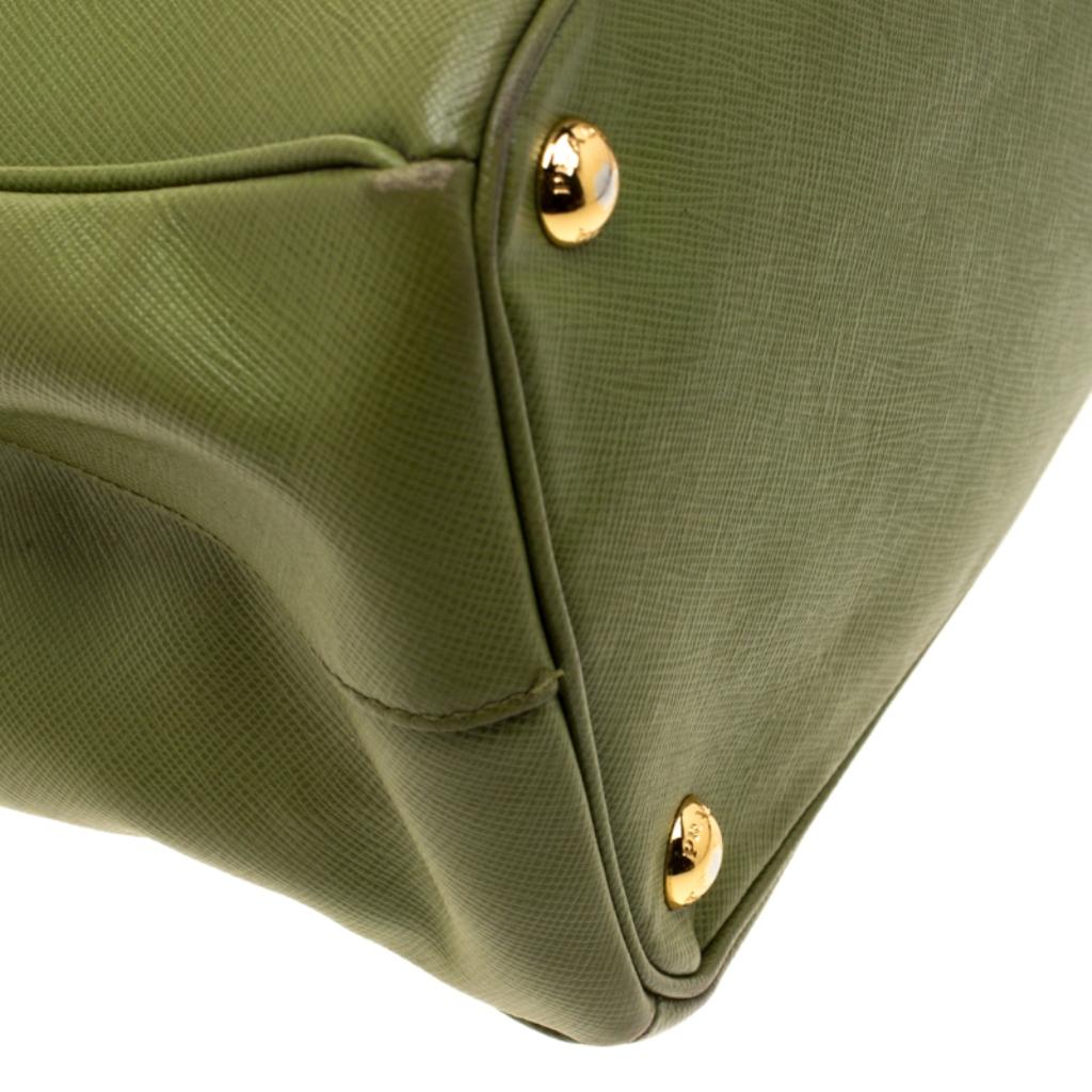 Prada Green Saffiano Lux Leather Parabole Tote 4