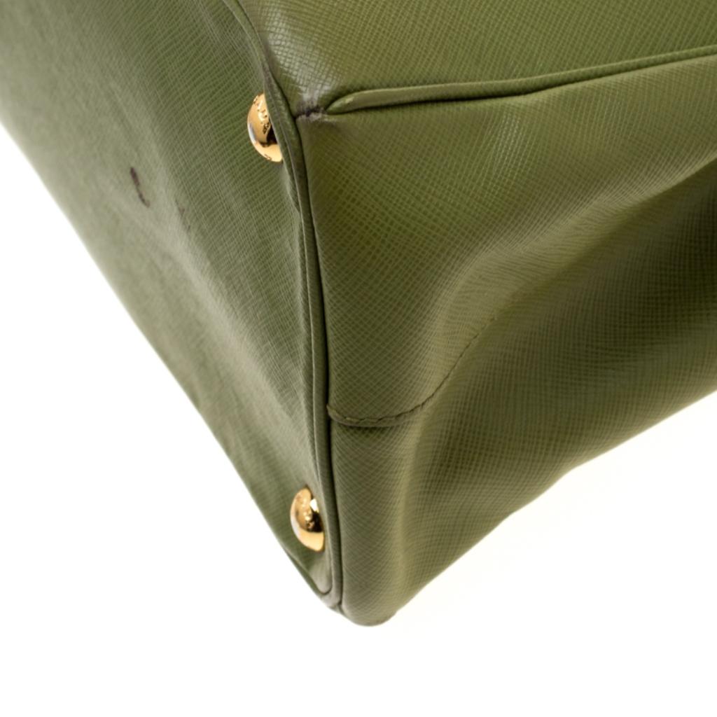 Prada Green Saffiano Lux Leather Parabole Tote 5