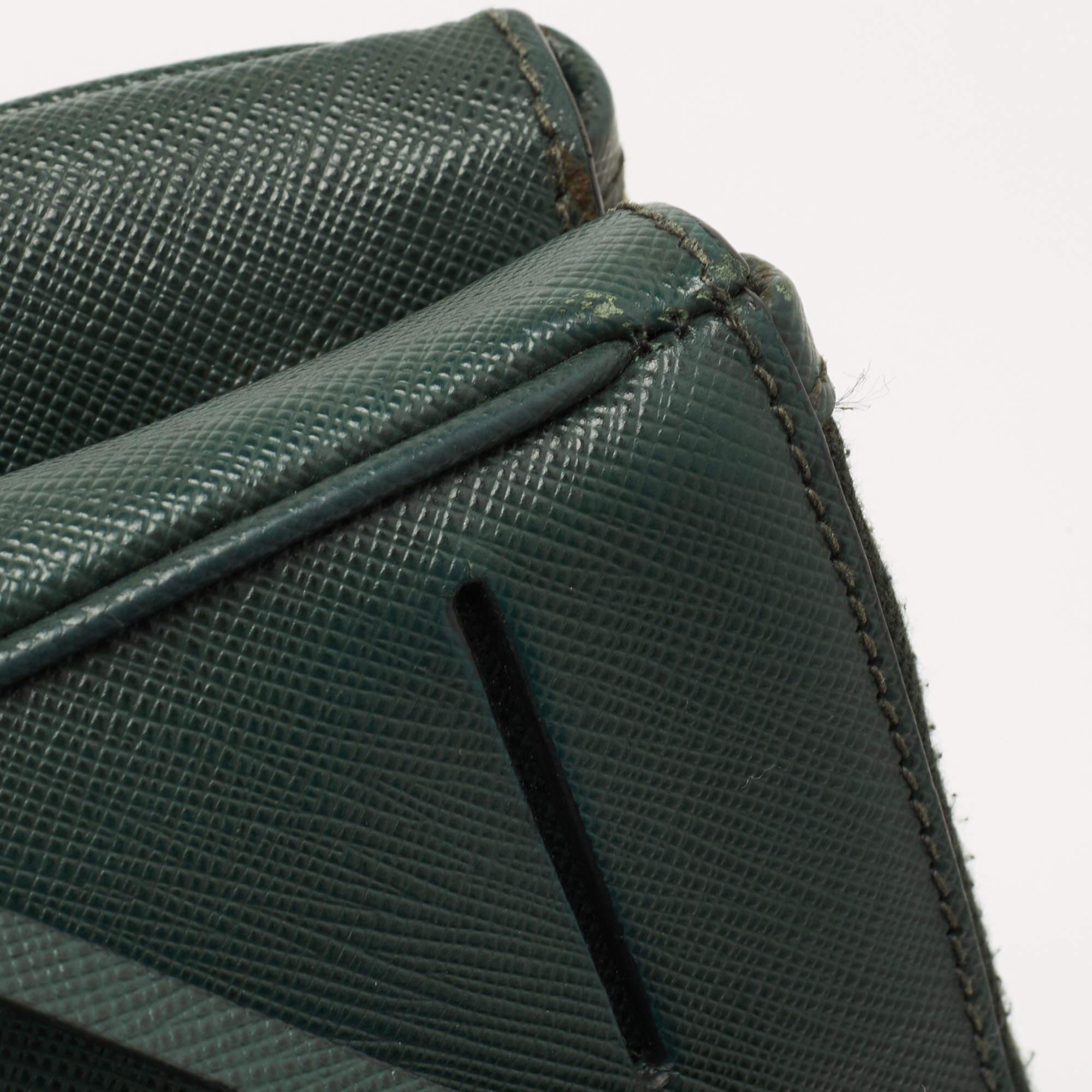 Prada Green Saffiano Lux Leather Small Double Zip Tote 4