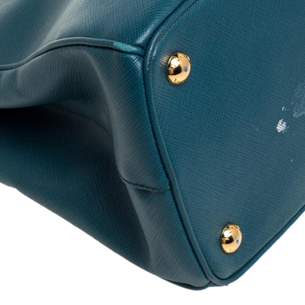 Prada Green Saffiano Lux Leather Small Galleria Double Zip Tote 2