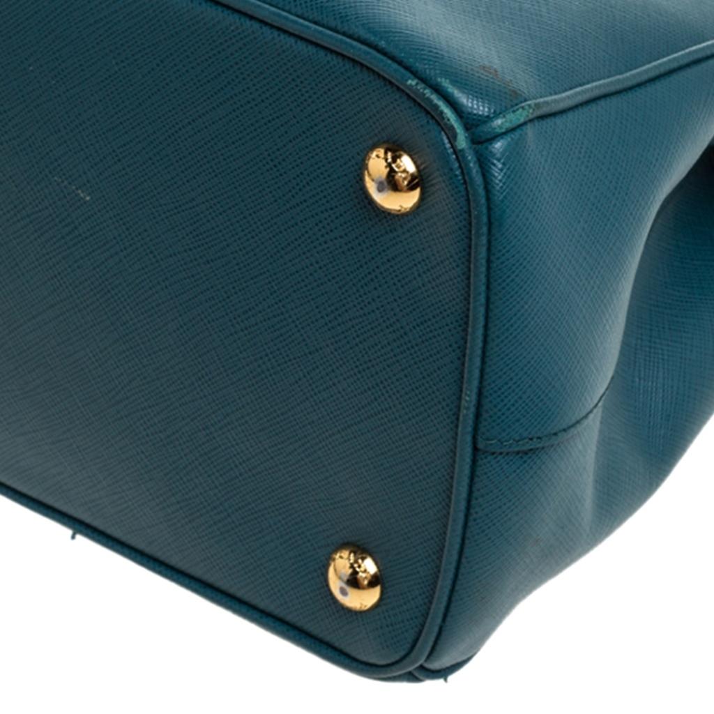 Prada Green Saffiano Lux Leather Small Galleria Double Zip Tote 3