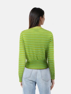 Prada Green Striped Button Up Cardigan Size S