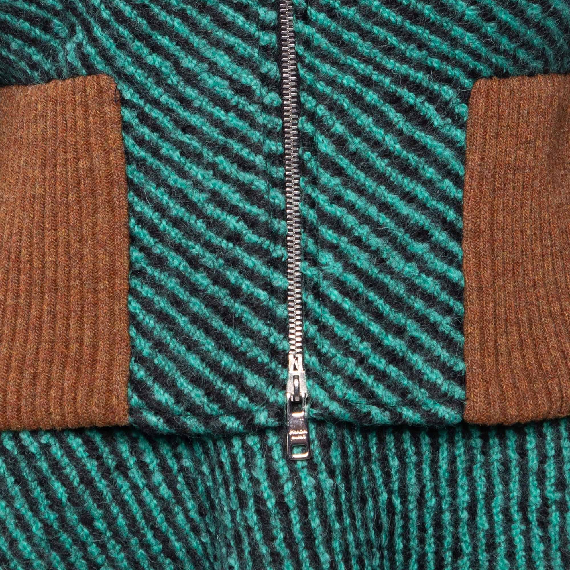 Prada Green Striped Wool Jacket & Skirt Set S/M In Excellent Condition In Dubai, Al Qouz 2