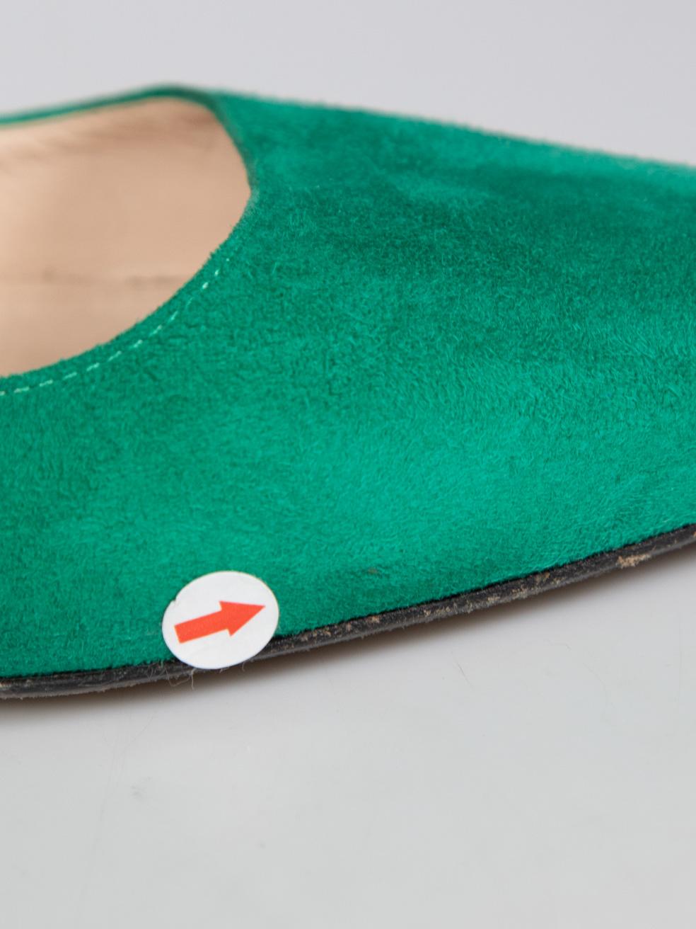 Prada Green Suede Kitten Pumps Size IT 38 3