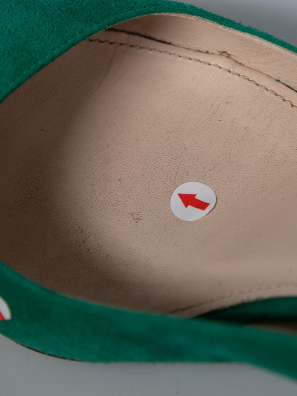 Prada Green Suede Kitten Pumps Size IT 38 4