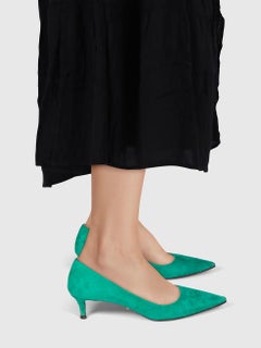 Prada Green Suede Low Heel Pumps Size IT 38
