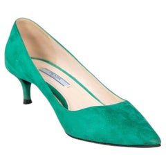 Prada Green Suede Low Heel Pumps Size IT 38