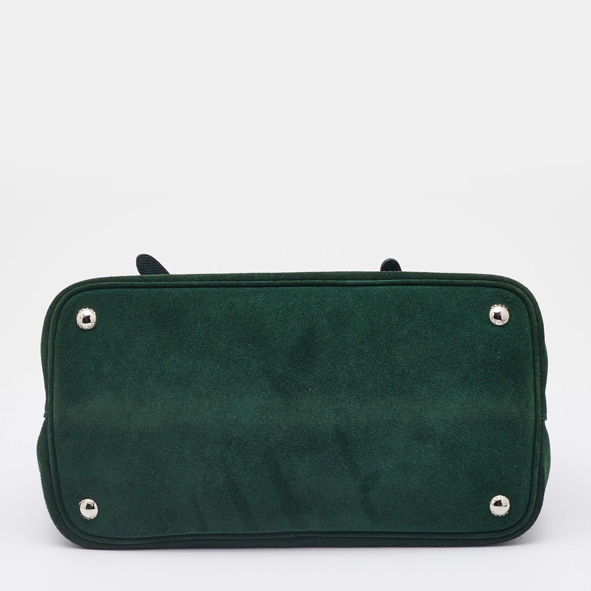 Women's Prada Green Suede Top Handle Bag