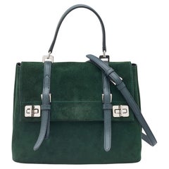 Prada Green Suede Top Handle Bag