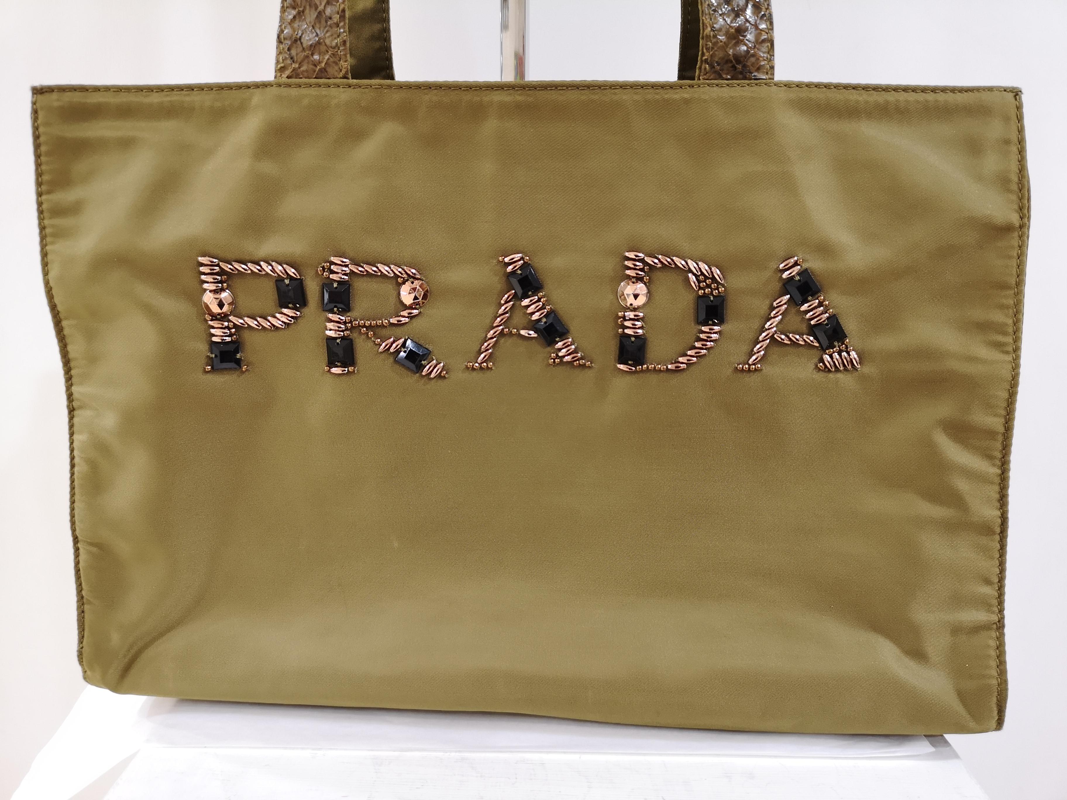 Prada green swarovski logo shoulderbag For Sale at 1stDibs | prada x ...