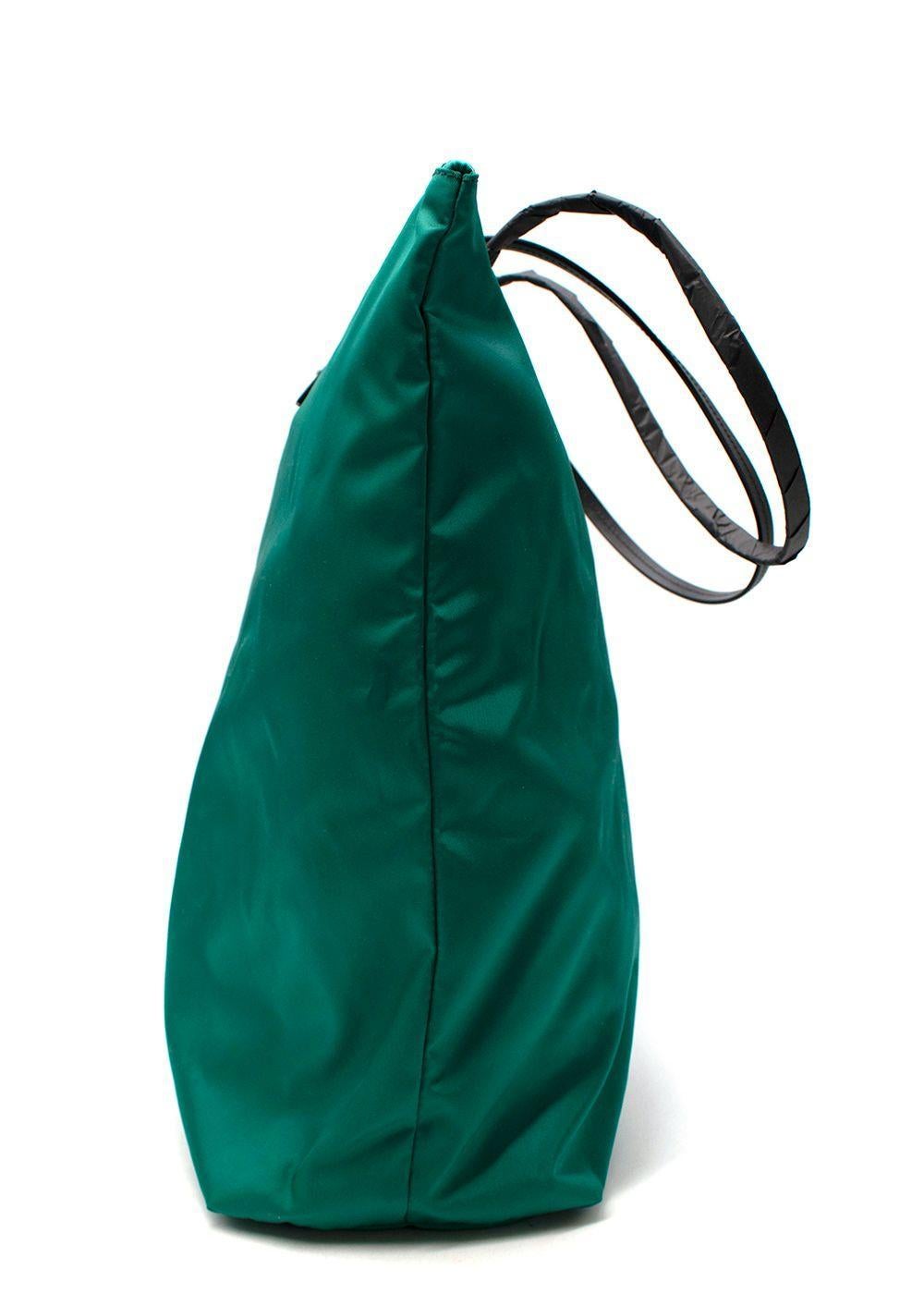 green nylon tote bag