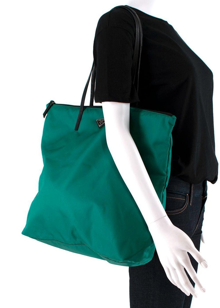 Prada Green Nylon Tessuto City Tote Bag — Rediscover Vintage