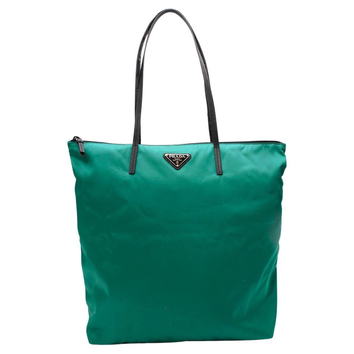 Prada Green Tessuto Nylon Tote Bag at 1stDibs