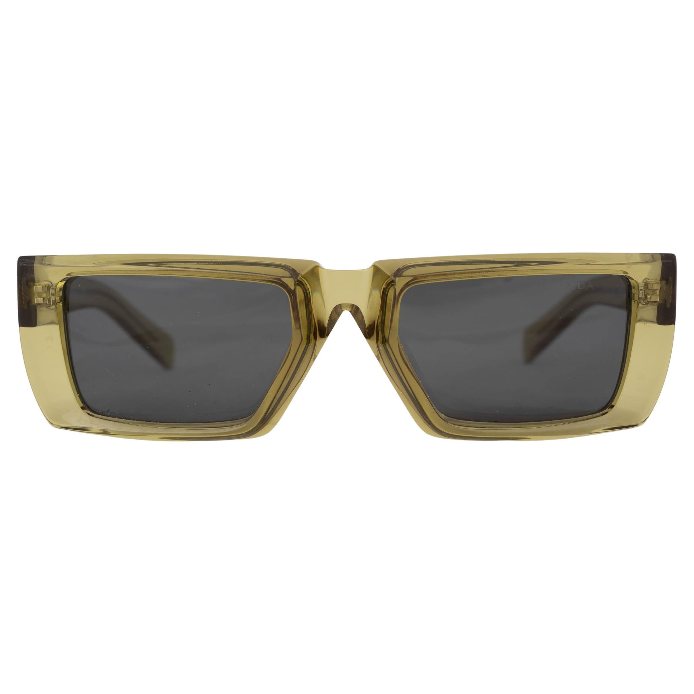 PRADA green transparent acetate SQUARE Sunglasses SPR24Y For Sale