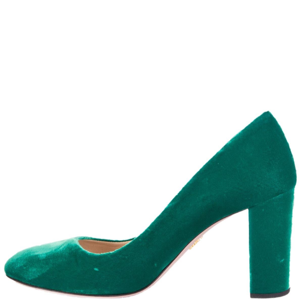 green velvet pumps