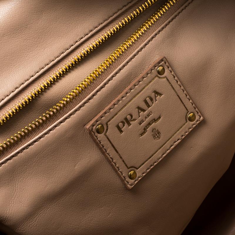 Women's Prada Green Vitello Shine Leather Bowler Bag