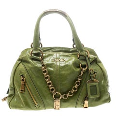 Prada sac bowler Vitello Shine en cuir vert