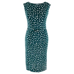 Prada Green & White Geometric Print Sleeveless Dress XXS