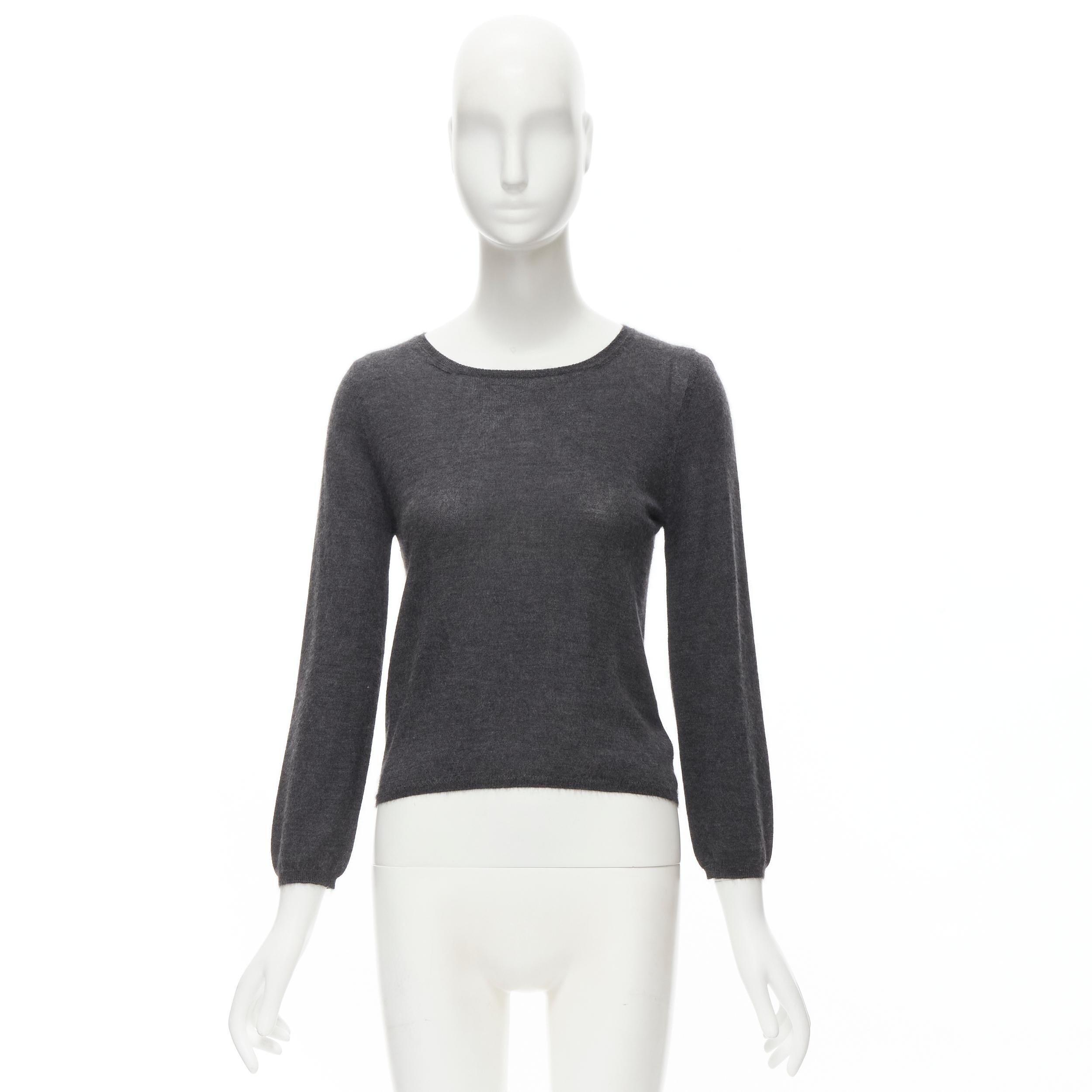 PRADA grey 70% cashmere 30% silk knit 3/4 sleeve sweater 