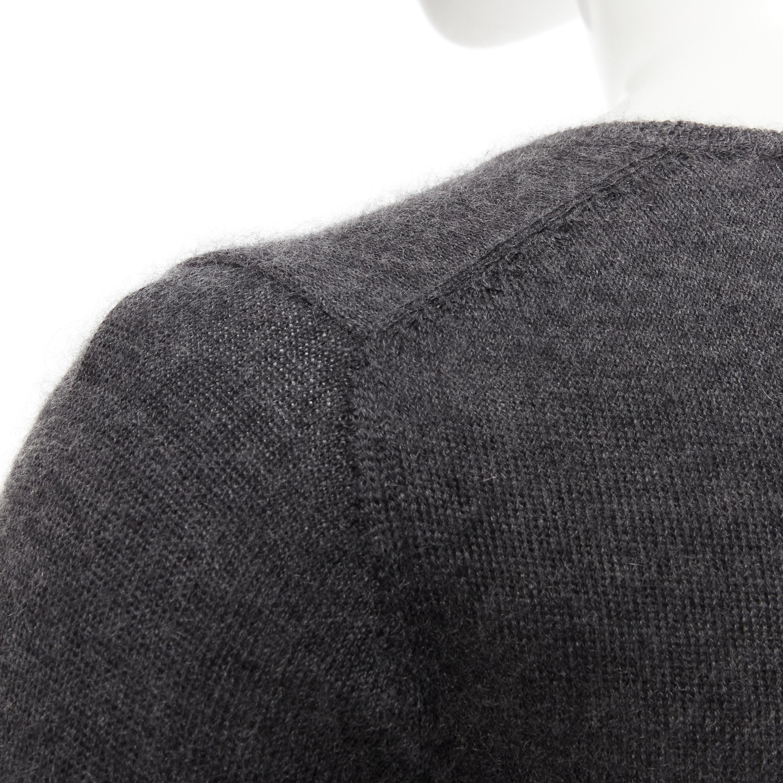 Women's PRADA grey 70% cashmere 30% silk knit 3/4 sleeve sweater pullover IT38 XS