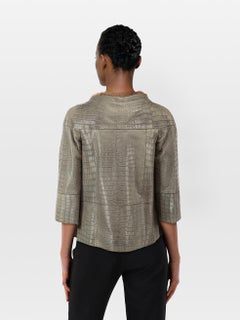 Prada Grey Alligator Jacket with Mink Trim Size XS