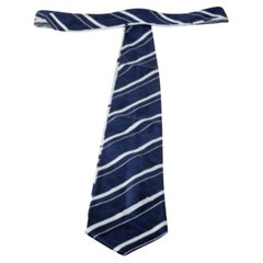 Prada Grey and Blue Printed Silk Traditional Tie