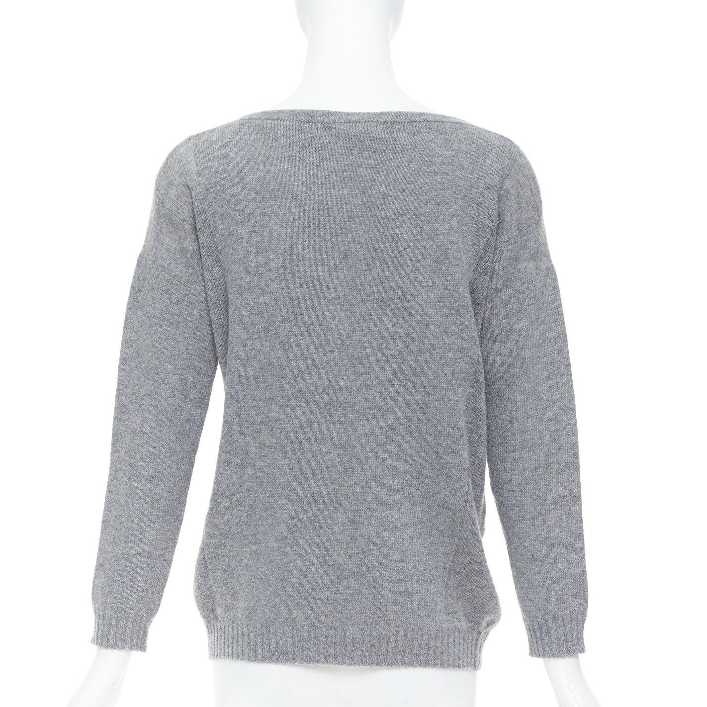 Donna PRADA maglione grigio con maniche bateau e panelled crop in vendita