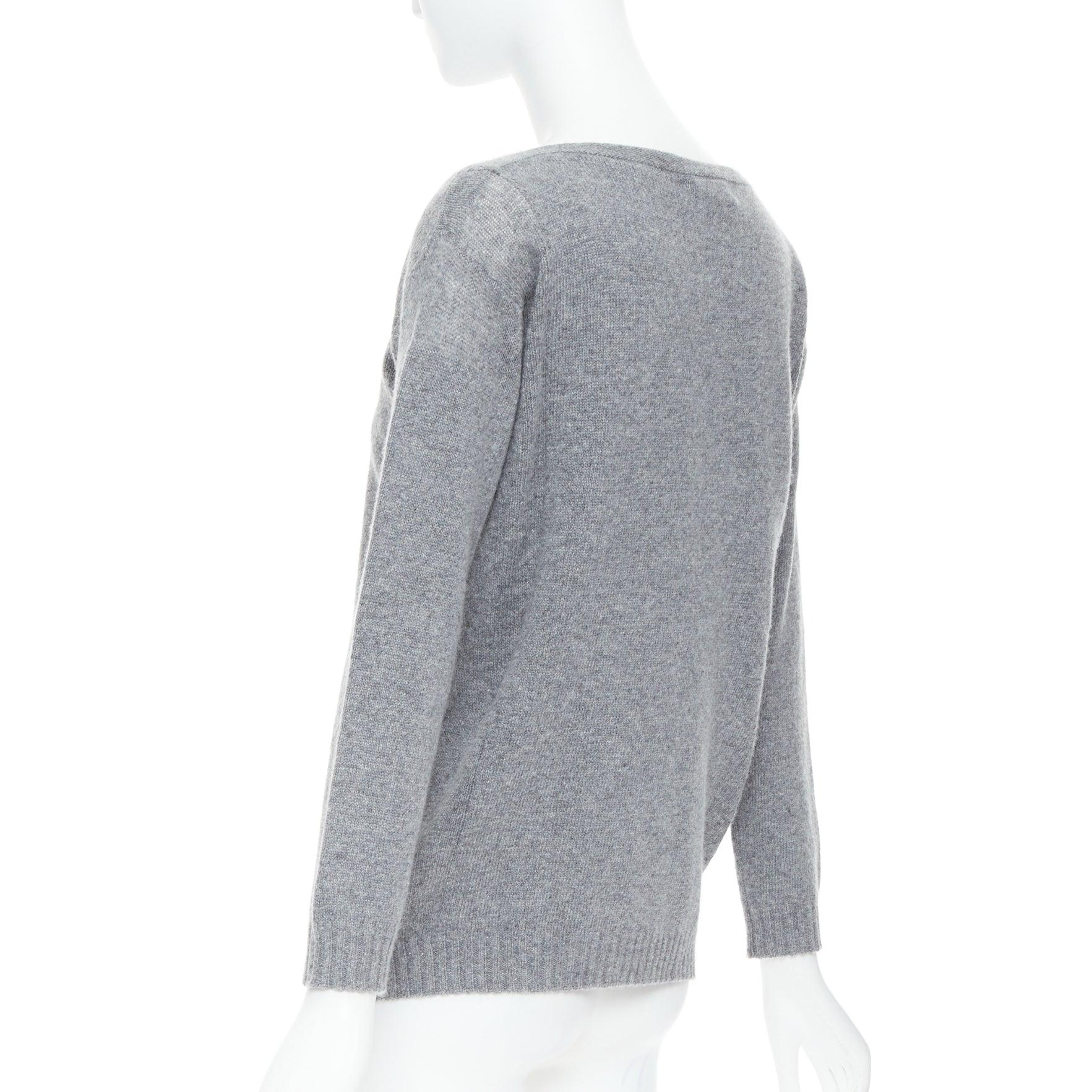 PRADA maglione grigio con maniche bateau e panelled crop in vendita 1