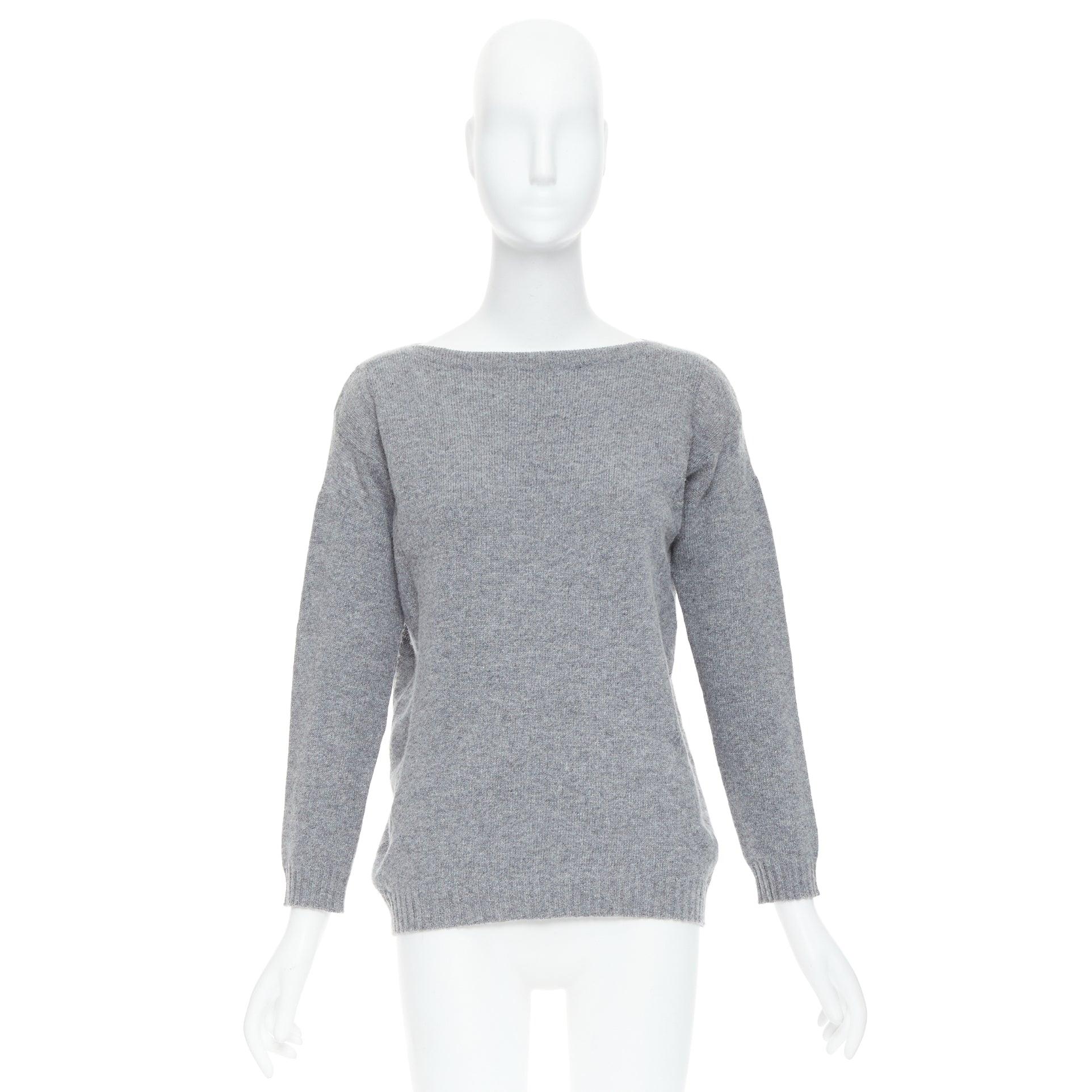 PRADA maglione grigio con maniche bateau e panelled crop in vendita 4