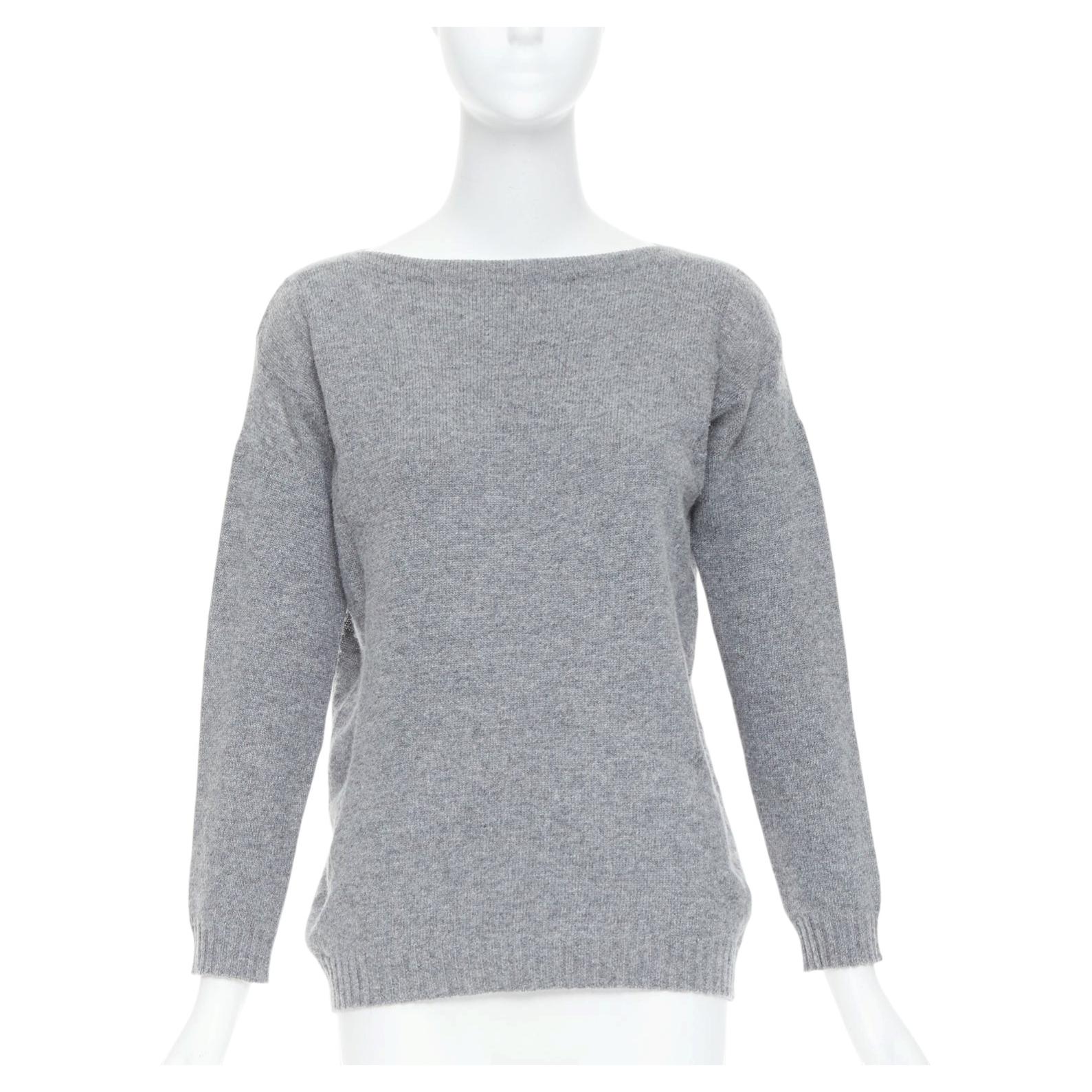 Pre-owned Miuccia Prada Prada Grey Bateau Neck Panelled Crop Sleeves Sweater In Gray
